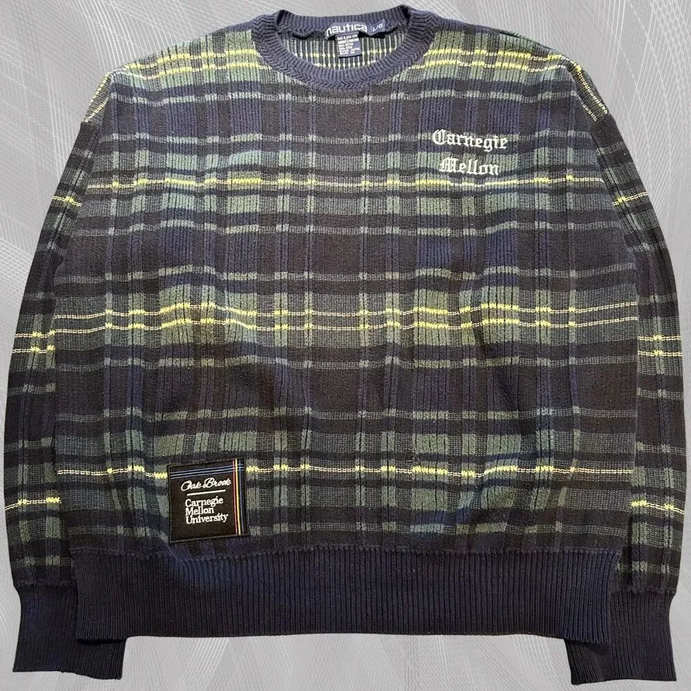 Oak Brook x Carnegie Mellon University Upcycled Tartan Plaid Sweater Size Medium